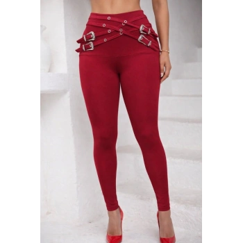 MARSiLYAN- Kadın Yüksek Bel önden çapraz Kuş Göz Detaylı Dalgıç Tayt