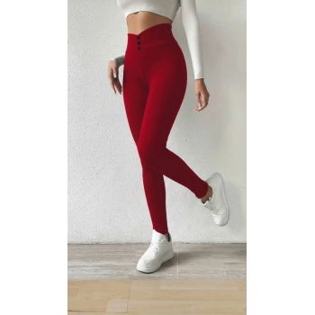 MARSiLYAN- Kadın Yüksek Bel önden Düğmeli Dalgıç Tayt