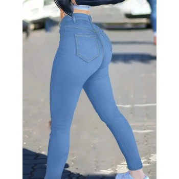 MARSiLYAN- Kadın Yüksek Bel önden Düğmeli Dar Kesim Kot Pantolon