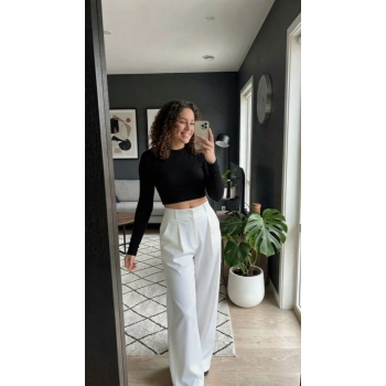 MARSiLYAN- Kadın Yüksek Bel Pileli Palazzo Pantolon