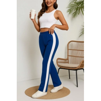 MARSiLYAN- Kadın Yüksek Bel Yan şerit Detaylı Yırtmaçlı Viskon Iki Iplik Pantolon