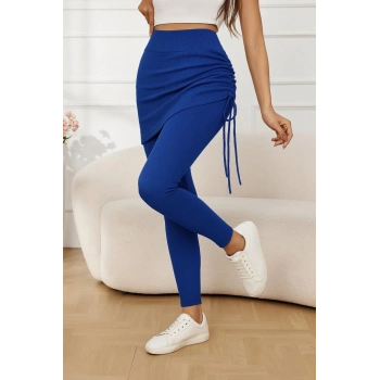 MARSiLYAN- Kadın Yüksek Bel Yandan Büzgülü Alttan Uzun Kaşkorse Tayt Etek