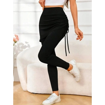 MARSiLYAN- Kadın Yüksek Bel Yandan Büzgülü Alttan Uzun Kaşkorse Tayt Etek