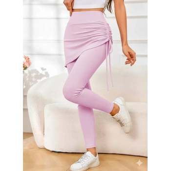 MARSiLYAN- Kadın Yüksek Bel Yandan Büzgülü Alttan Uzun Kaşkorse Tayt Etek