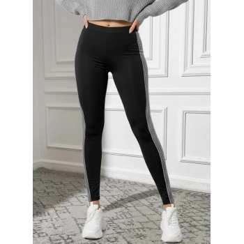 MARSiLYAN- Kadın Yüksek Bel Yarı şerit Pul Payetli Dalgıç Tayt