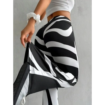 MARSiLYAN- Kadın Yüksek Bel Zebra Desenli Dalgıç Tayt