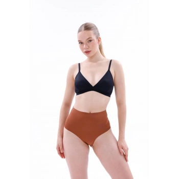 MARSiLYAN-  Kahverengi MI EMAY 2704 Lazer Kesim Yüksek Bel Hayalet Külot