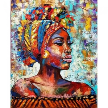 MARSiLYAN- Kanvas Afrikalı Güzel 9 Sayılarla Boyama Seti Rulo