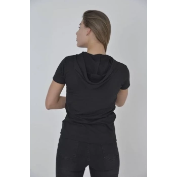 MARSiLYAN- Kapşonlu Slim Fit T-shirt - Siyah