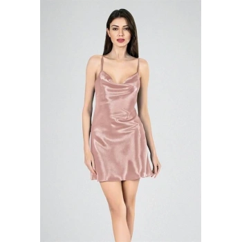 MARSiLYAN-  Kısa Gecelik Degaje Yaka Vizon 7740