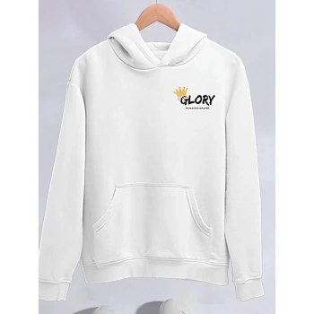 MARSiLYAN- Kışlık Üç İplik Kapşonlu SweatShirt - Beyaz