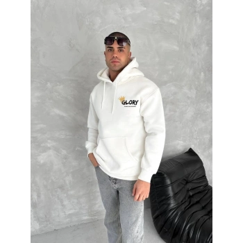 MARSiLYAN- Kışlık Üç İplik Kapşonlu SweatShirt - Beyaz