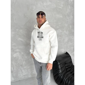 MARSiLYAN- Kışlık Üç İplik Kapşonlu SweatShirt - Beyaz