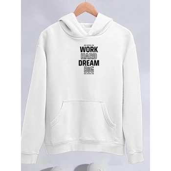 MARSiLYAN- Kışlık Üç İplik Kapşonlu SweatShirt - Beyaz