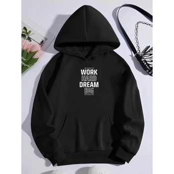 MARSiLYAN- Kışlık Üç İplik Kapşonlu SweatShirt - Siyah