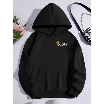 MARSiLYAN- Kışlık Üç İplik Kapşonlu SweatShirt - Siyah