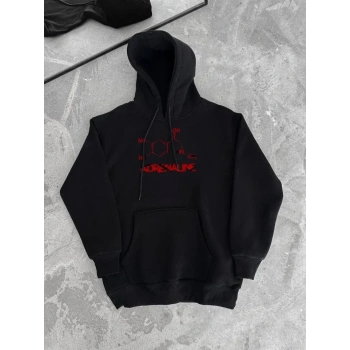 MARSiLYAN- Kışlık Uzun Kol Kapüşonlu SweatShirt - Siyah