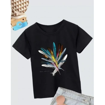 MARSiLYAN- Kız Çocuk Baskılı T-Shirt- Siyah