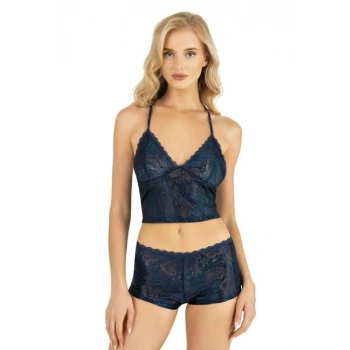 MARSiLYAN-  Lacivert Saten Şort Takımı 9222