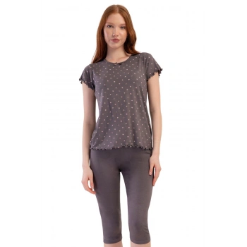 MARSiLYAN- Likralı Viskon Battal Kayık Yaka Kısa Kol Eteği Ov