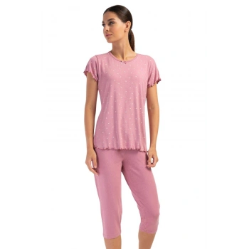 MARSiLYAN- Likralı Viskon Battal Kayık Yaka Kısa Kol Kapri Ta