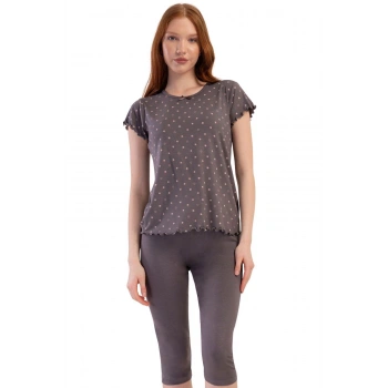 MARSiLYAN- Likralı Viskon  Kayık Yaka Kısa Kol Eteği Oval Kap