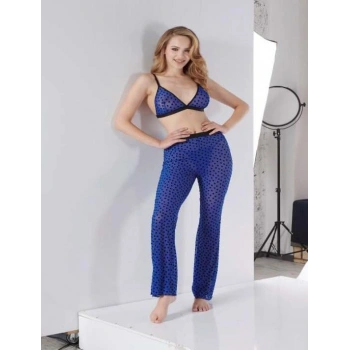 MARSiLYAN-  Mavi Transparan Fantezi Sütyen Pijama Takımı