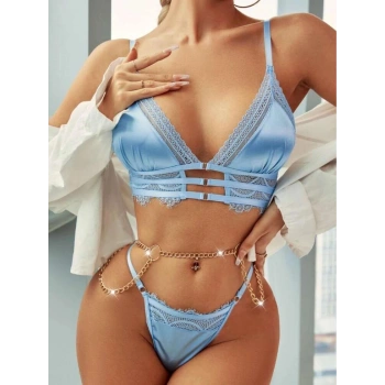 MARSiLYAN-  Mavi Zincir Detaylı Fantezi Sütyen Takımı