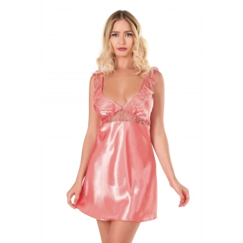 MARSiLYAN-  Mercan Kısa Saten Gecelik