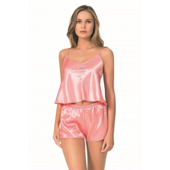 MARSiLYAN-  Mercan Saten Babydoll Şort Takımı