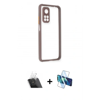 MARSİLYAN™- Mi 10T Pro Kılıf Nova Asil Özel Seri - Siyah 3D Antistatik Cam Ekran Koruyucu + Kamera Lens Koruma Cam - SF