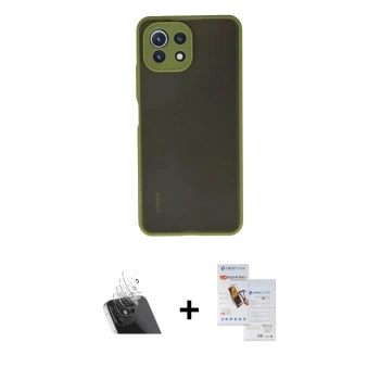 MARSİLYAN™- Mİ 11 Lite Kılıf Ahenk Çizgi Serisi - Siyah Seramik Nano Ekran Koruyucu + Kamera Lens Koruma Cam - SF