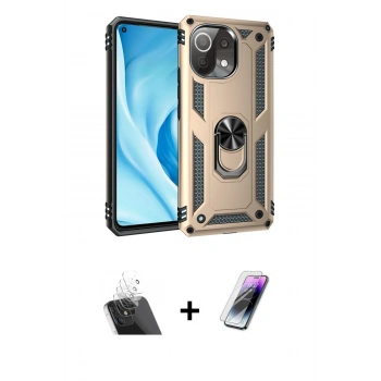 MARSİLYAN™- Mİ 11 Lite Kılıf Ahenk Klasik Koleksiyonu - Şeffaf Pasifik Cam Ekran Koruyucu + Kamera Lens Koruma Cam - SF