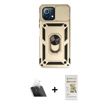MARSİLYAN™- Mİ 11 Lite Kılıf Ahenk Klasik - Siyah Mat Seramik Nano Ekran Koruyucu + Kamera Lens Koruma Cam - SF