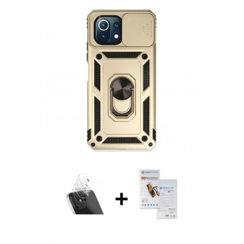 MARSİLYAN™- Mİ 11 Lite Kılıf Ahenk Klasik - Siyah Seramik Nano Ekran Koruyucu + Kamera Lens Koruma Cam - SF