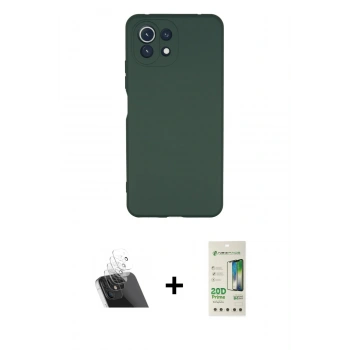 MARSİLYAN™- Mİ 11 Lite Kılıf Ahenk Serisi - Siyah 20D Premium Cam Ekran Koruyucu + Kamera Lens Koruma Cam - SF