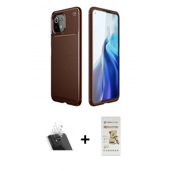MARSİLYAN™- Mİ 11 Lite Kılıf Eksen Form Prime - Siyah Mat Seramik Nano Ekran Koruyucu + Kamera Lens Koruma Cam - SF