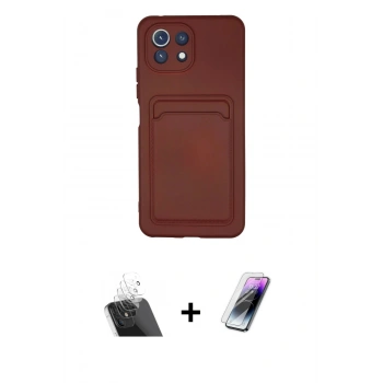 MARSİLYAN™- Mİ 11 Lite Kılıf Vadi Çizgi Prime - Şeffaf Pasifik Cam Ekran Koruyucu + Kamera Lens Koruma Cam - SF