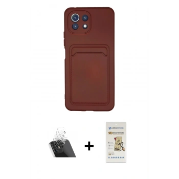 MARSİLYAN™- Mİ 11 Lite Kılıf Vadi Çizgi Prime - Siyah Mat Seramik Nano Ekran Koruyucu + Kamera Lens Koruma Cam - SF