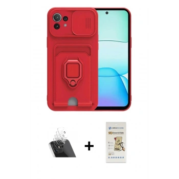 MARSİLYAN™- Mİ 11 Lite Kılıf Vadi Form Prime - Siyah Mat Seramik Nano Ekran Koruyucu + Kamera Lens Koruma Cam - SF