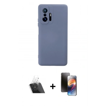 MARSİLYAN™- Mi 11T Pro Kılıf Ahenk Serisi - Siyah 3D Antistatik Mat Seramik Nano Ekran Koruyucu + Kamera Lens Koruma Cam - SF