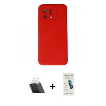 MARSİLYAN™- Mi 13 Kılıf Ahenk Serisi - Şeffaf Pasifik Cam Ekran Koruyucu + Kamera Lens Koruma Cam - SF
