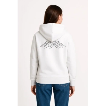 MARSiLYAN- Nihilist Penguen Özel Tasarım Oversize Kapüşonlu Sweatshirt - Beyaz