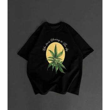 MARSiLYAN- Ön Ve Arka Baskılı Oversize Bisiklet Yaka Tshirt