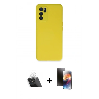 MARSİLYAN™- Oppo A16 Kılıf Ahenk Serisi - Siyah 3D Antistatik Mat Seramik Nano Ekran Koruyucu + Kamera Lens Koruma Cam - SF