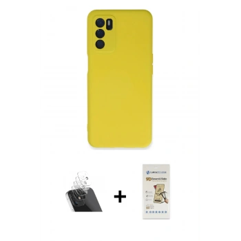 MARSİLYAN™- Oppo A16 Kılıf Ahenk Serisi - Siyah Mat Seramik Nano Ekran Koruyucu + Kamera Lens Koruma Cam - SF