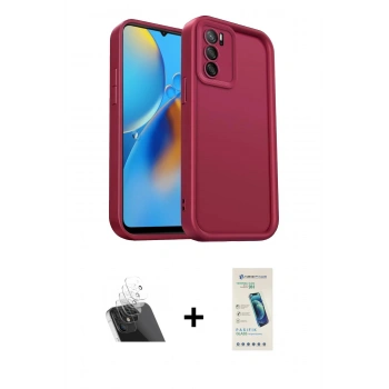 MARSİLYAN™- Oppo A16 Kılıf Yankı Yansıma Özel Seri - Şeffaf Pasifik Cam Ekran Koruyucu + Kamera Lens Koruma Cam - SF