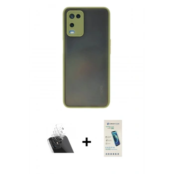 MARSİLYAN™- Oppo A54 4G Kılıf Ahenk Çizgi Serisi - Şeffaf Pasifik Cam Ekran Koruyucu + Kamera Lens Koruma Cam - SF