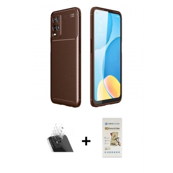 MARSİLYAN™- Oppo A54 4G Kılıf Eksen Form Prime - Siyah Mat Seramik Nano Ekran Koruyucu + Kamera Lens Koruma Cam - SF