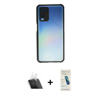 MARSİLYAN™- Oppo A54 4G Kılıf Nova Asil Özel Seri - Şeffaf Pasifik Cam Ekran Koruyucu + Kamera Lens Koruma Cam - SF